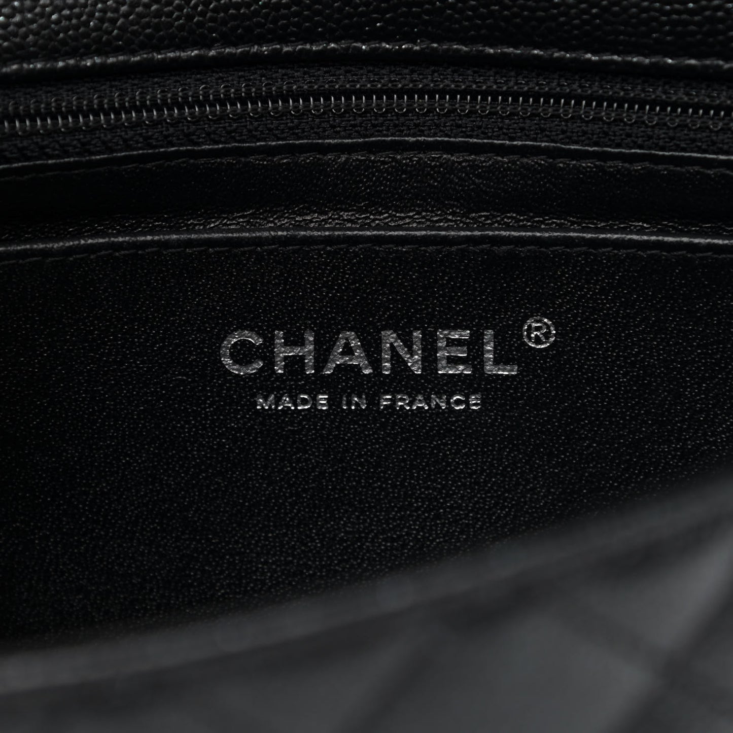 Iridescent Caviar Quilted Mini Rectangular Flap Black
