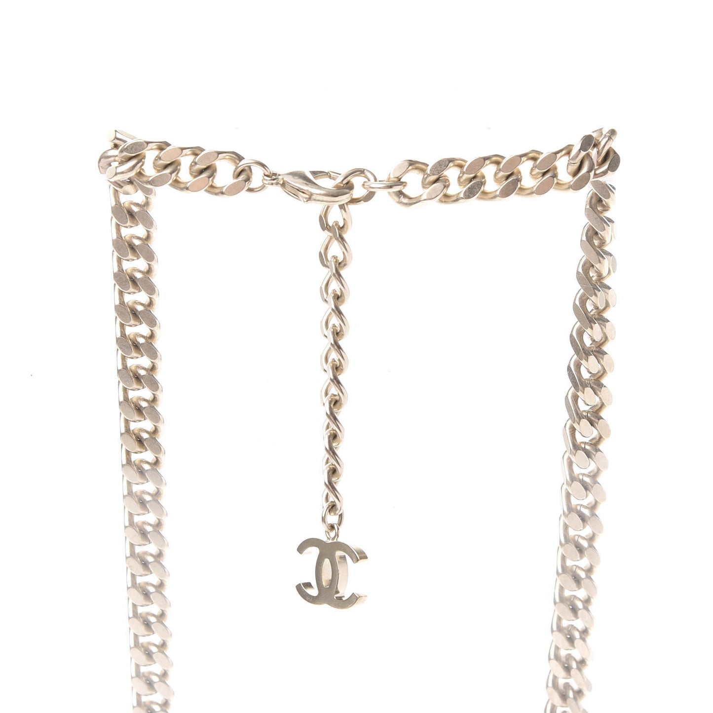 Pearl Chain CC Long Necklace Gold