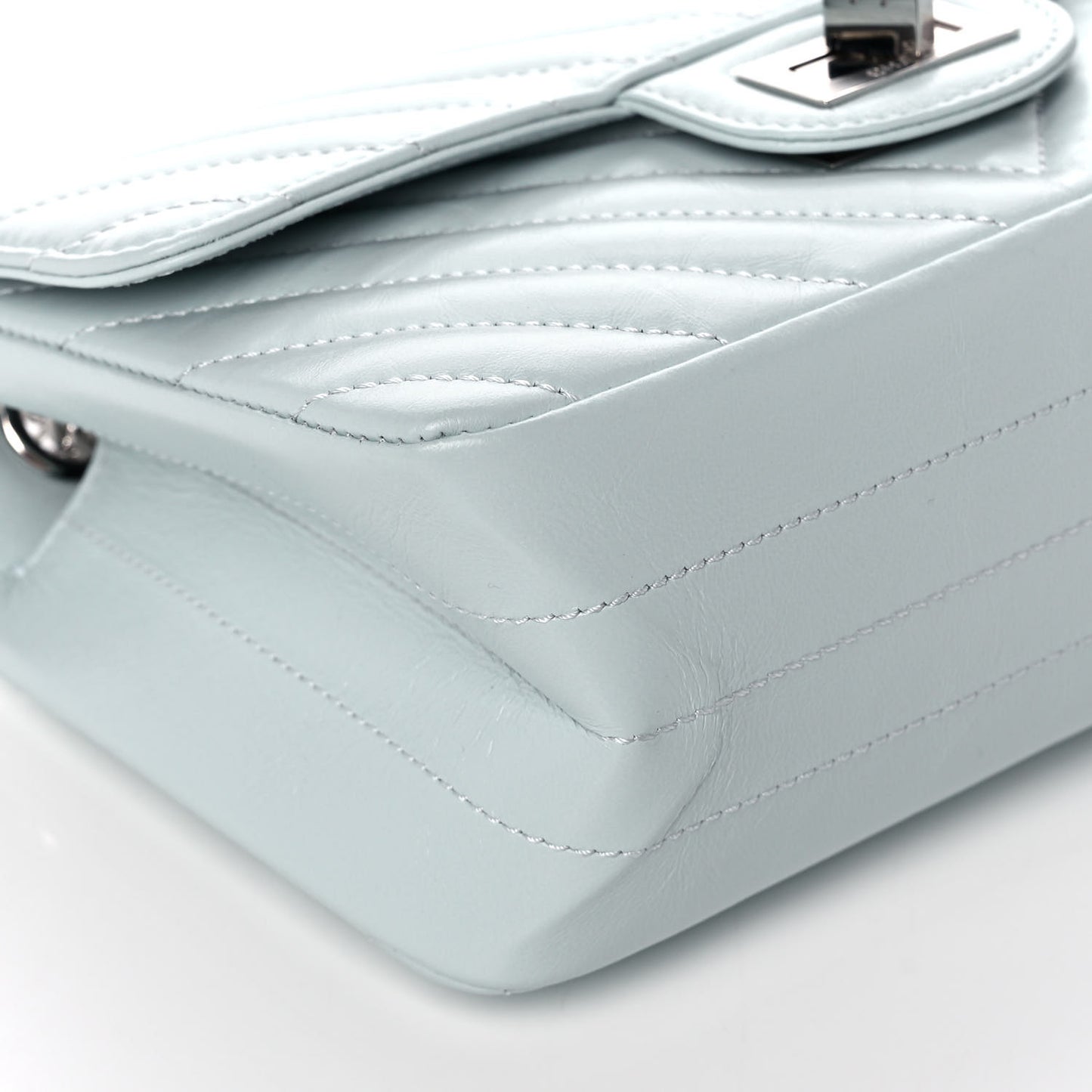 Aged Calfskin Chevron Quilted 2.55 Reissue Mini Flap Light Blue