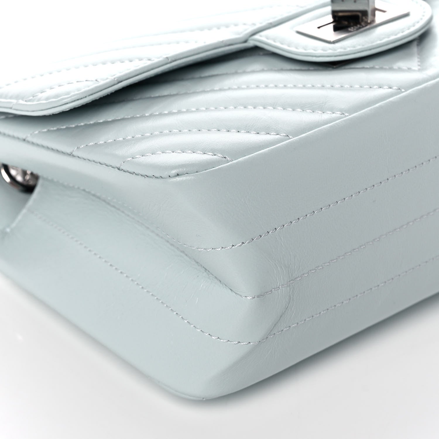 Chanel Aged Calfskin Chevron Quilted 2.55 Reissue Mini Flap Light Blue 9 of 12