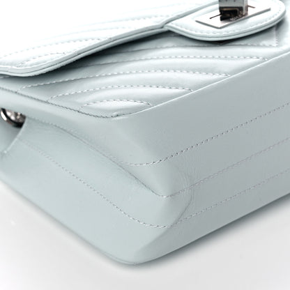 Chanel Aged Calfskin Chevron Quilted 2.55 Reissue Mini Flap Light Blue 9 of 12