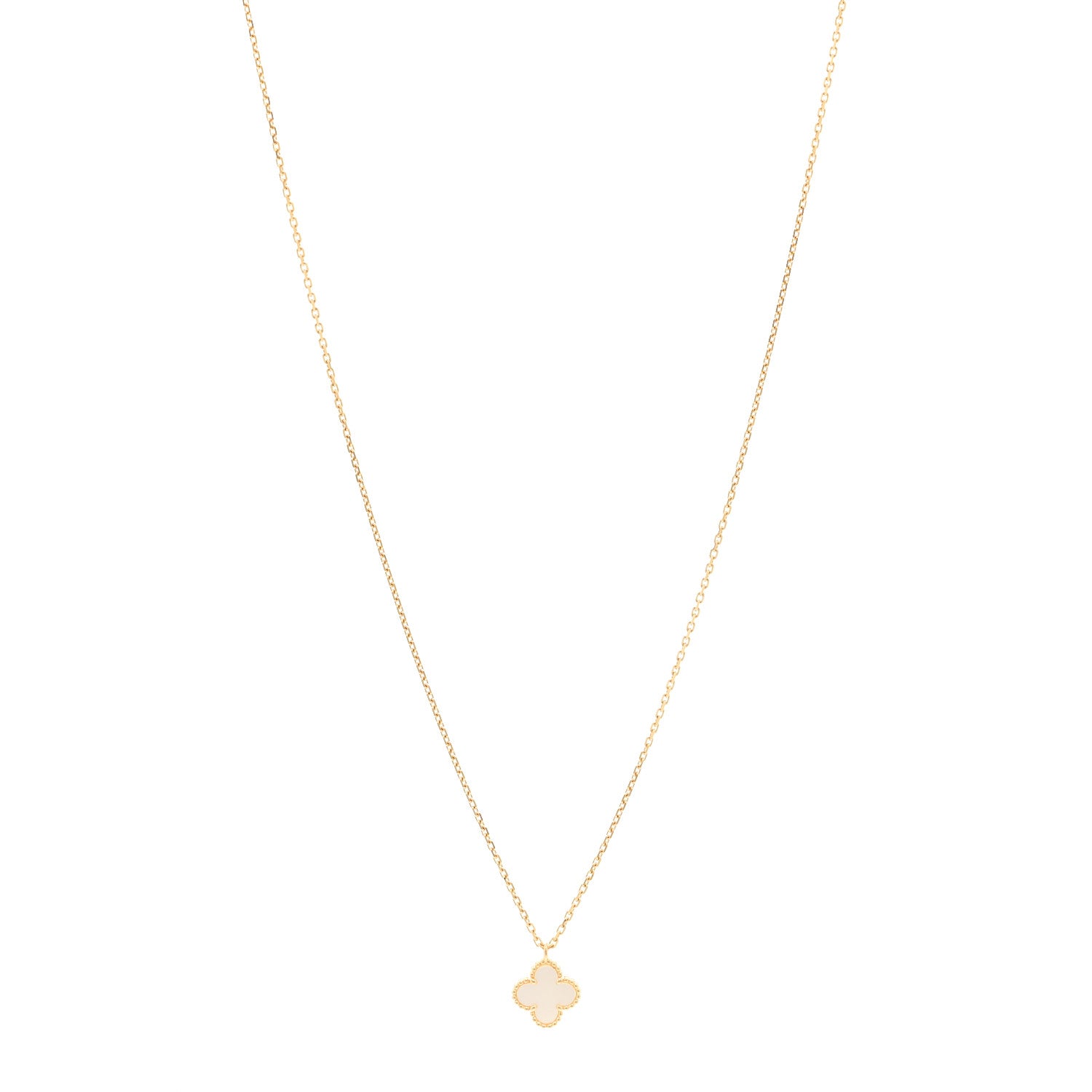 Van Cleef & Arpels 18K Yellow Gold Mother of Pearl Sweet Alhambra Pendant Necklace 1 of 6