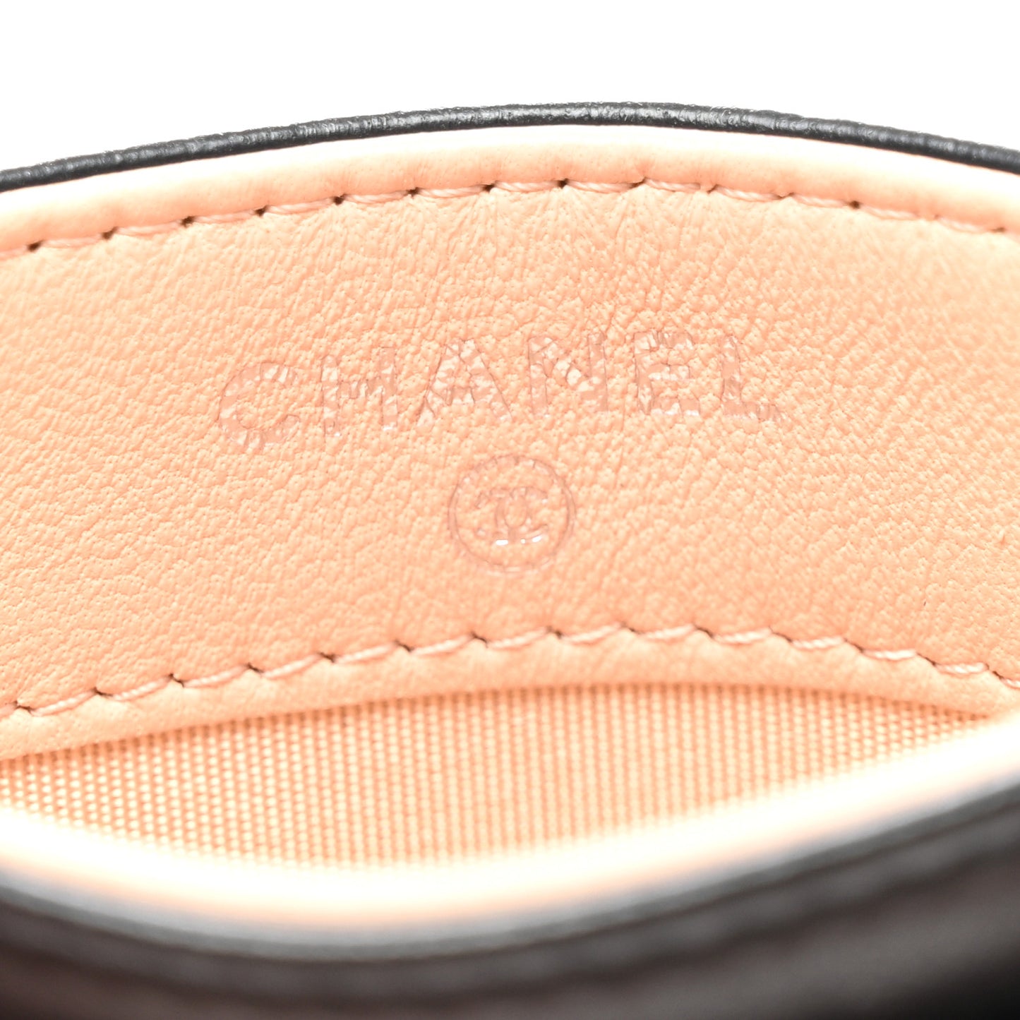 Lambskin Camellia Embossed Card Holder Black