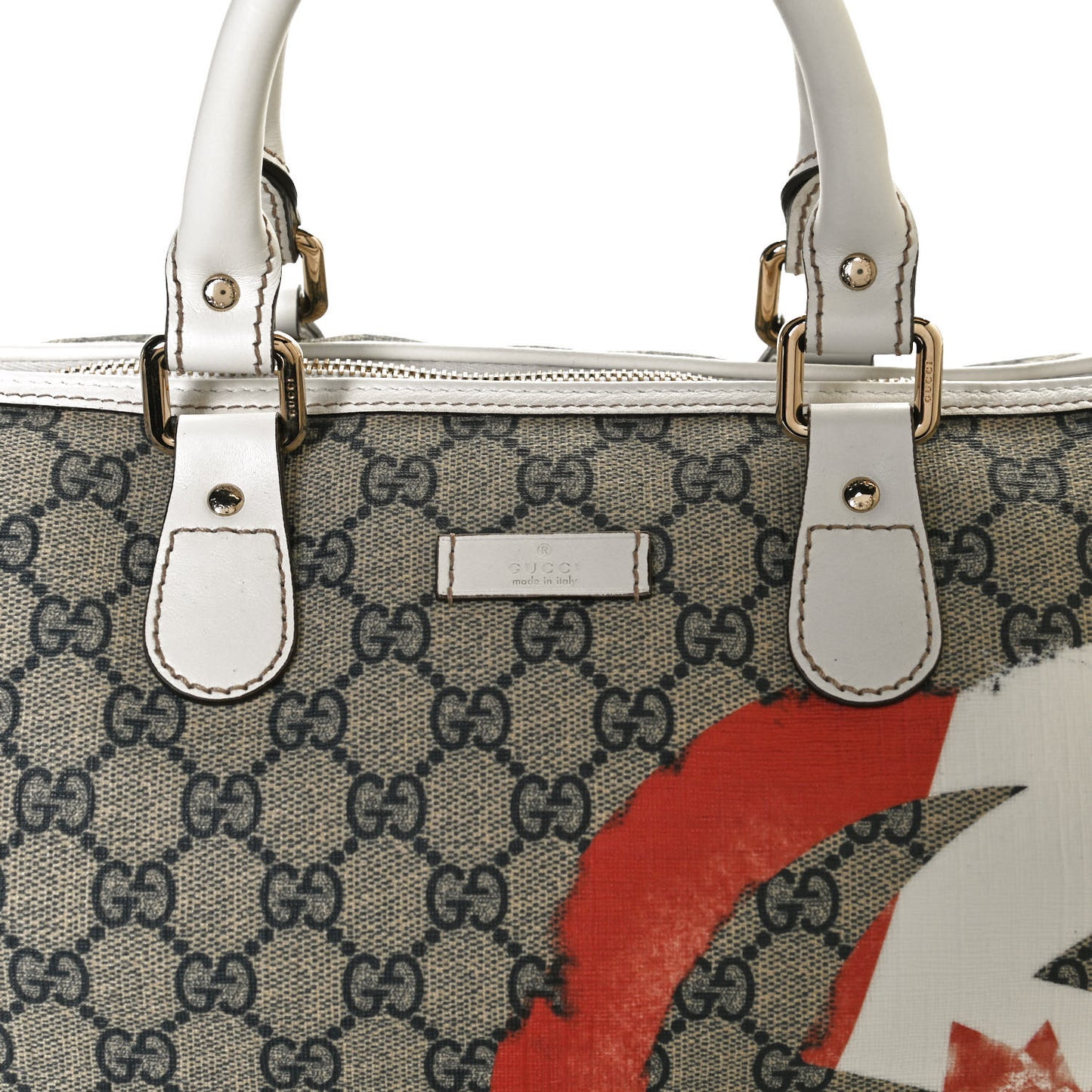 GG Plus Monogram Medium Boston Canada Flag Unicef Duffle White