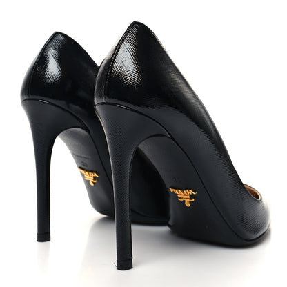 Prada Saffiano Patent Pumps 38 Black 4 of 7