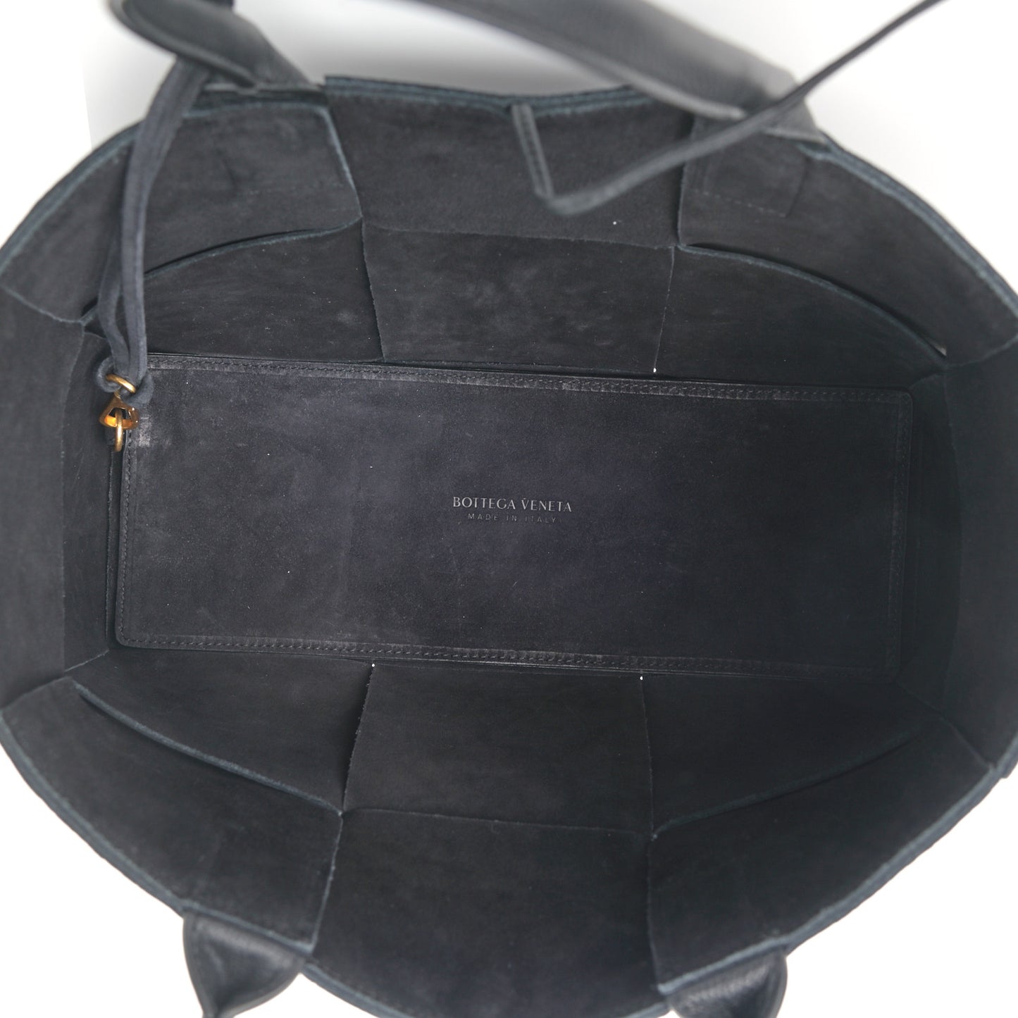 Grained Calfskin Intrecciato Small Arco Tote Black