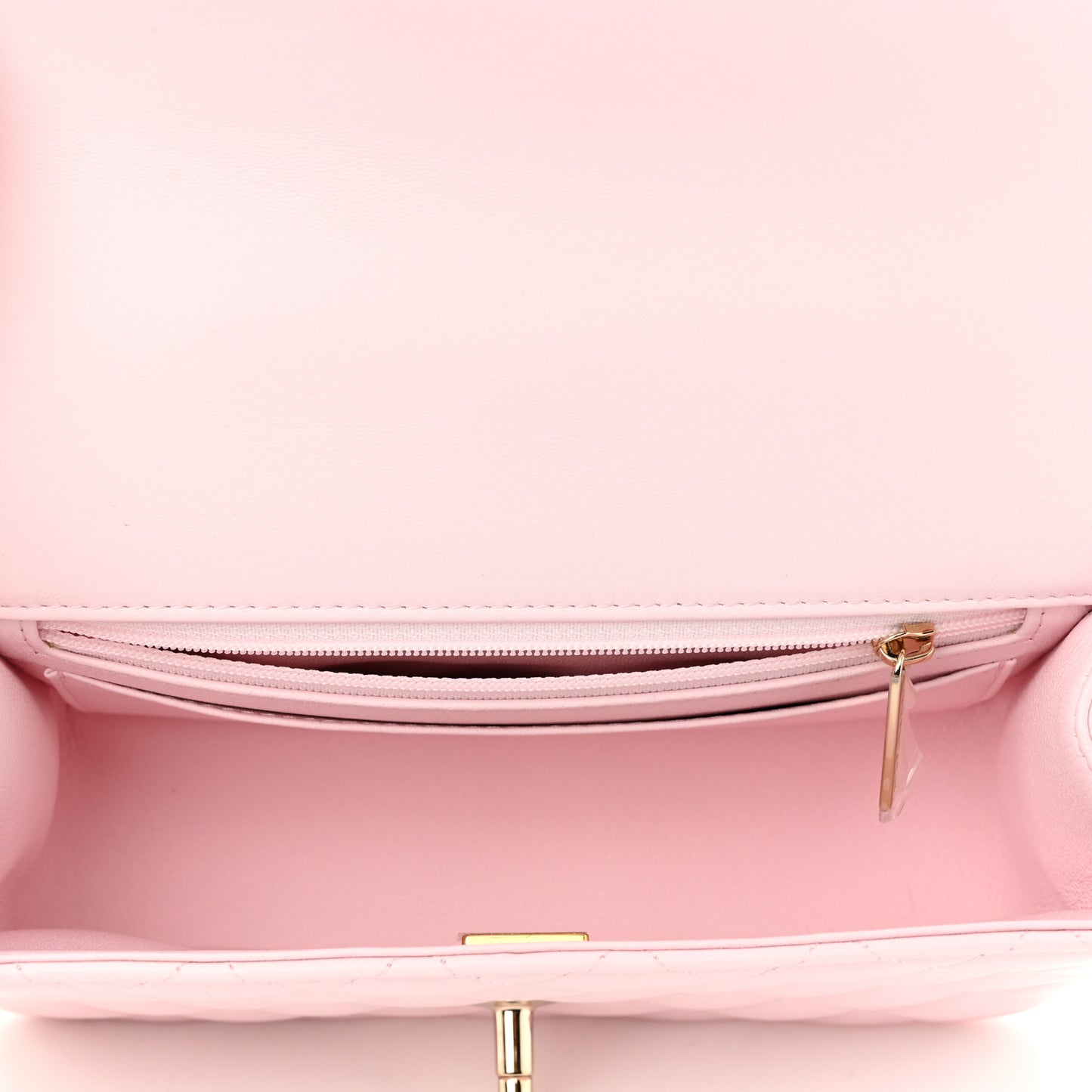Lambskin Quilted Mini Top Handle Rectangular Flap Light Pink