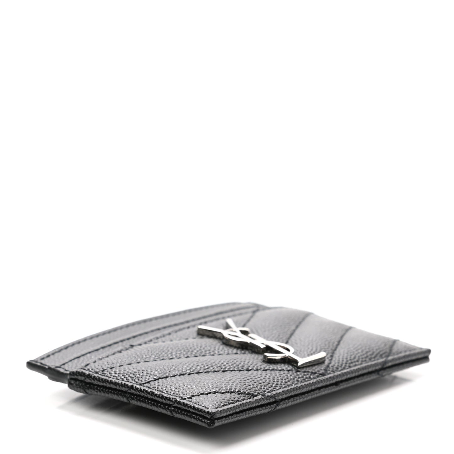 Grain De Poudre Matelasse Chevron Monogram Credit Card Case Black