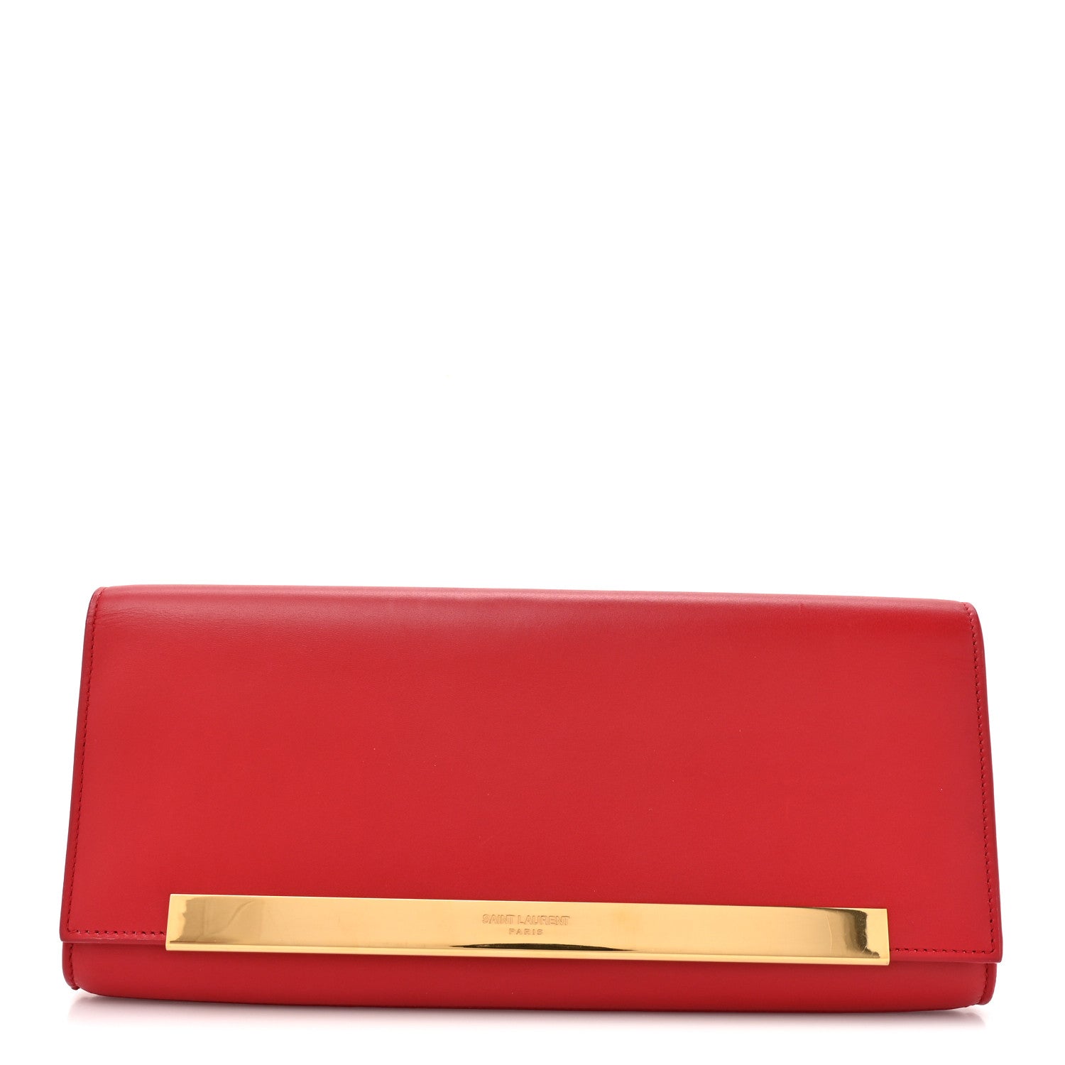 Saint Laurent Calfskin Lutetia Flap Clutch Red 1 of 11