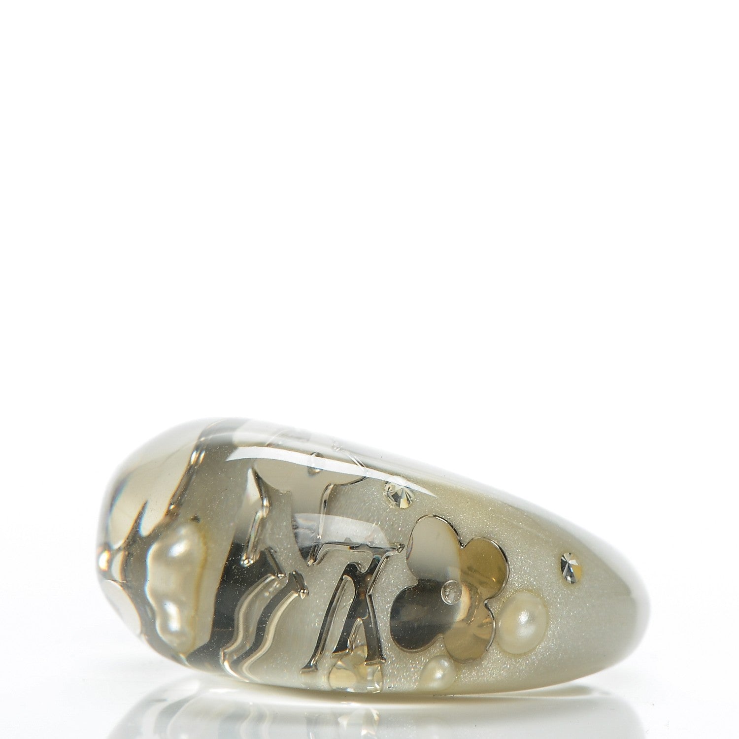 Louis Vuitton Resin Swarovski Crystal Inclusion Ring M Grey 3 of 4