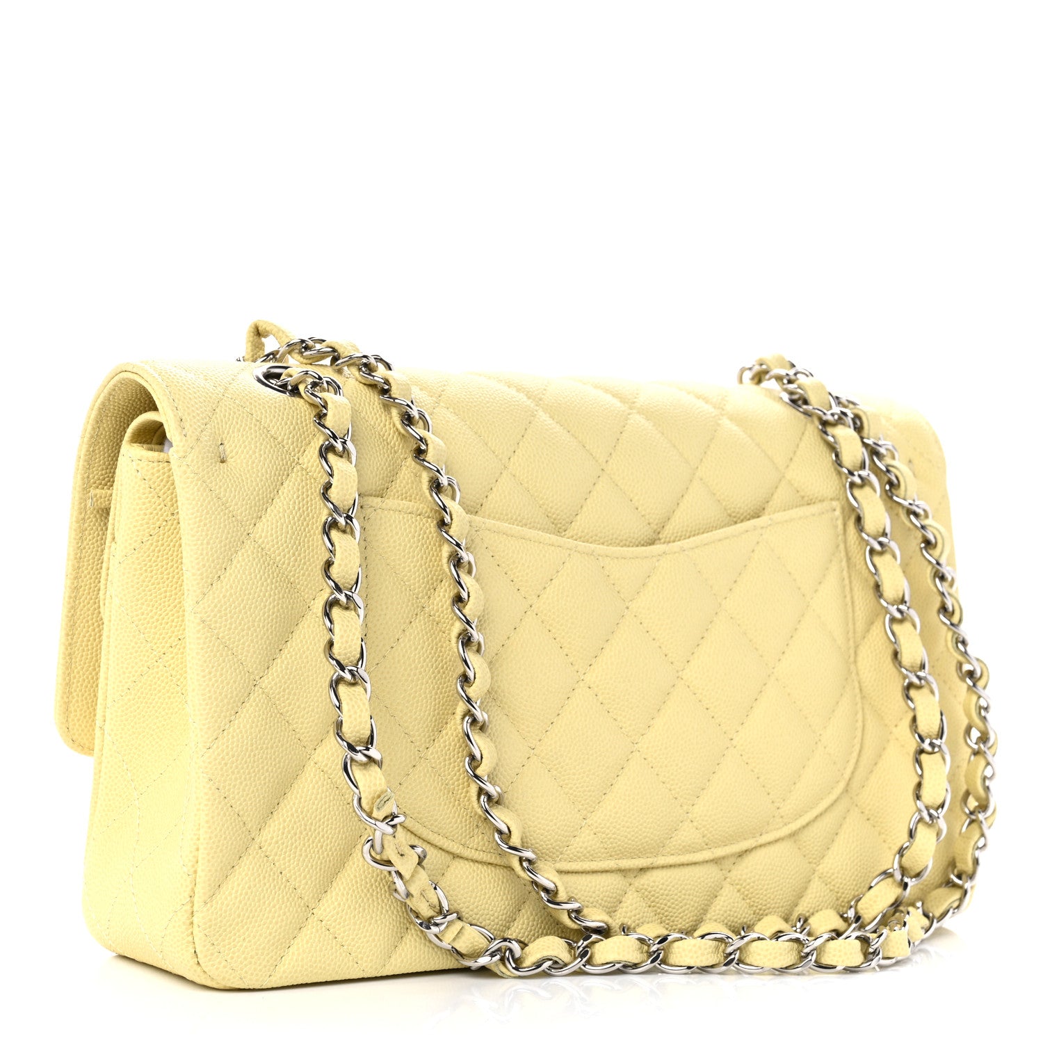 Chanel Caviar Quilted Medium Double Flap Light Yellow 3 of 10