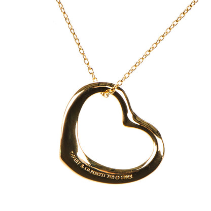 Tiffany 18K Yellow Gold Elsa Peretti Small Open Heart Pendant Necklace 3 of 6