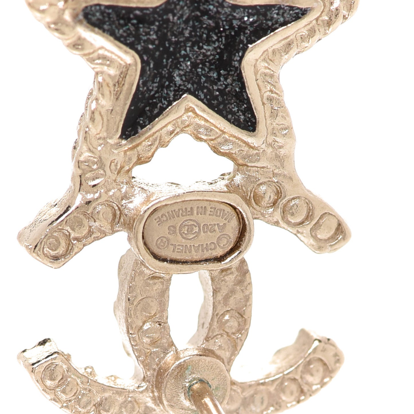 Crystal Enamel CC Star Heart Earrings Gold