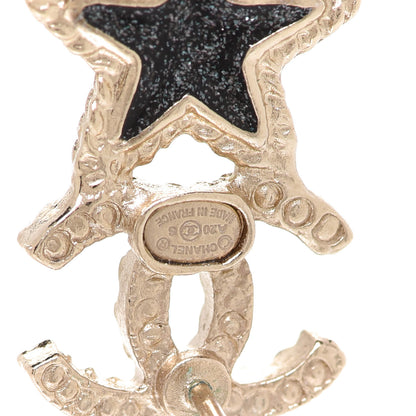 Chanel Crystal Enamel CC Star Heart Earrings Gold 3 of 4