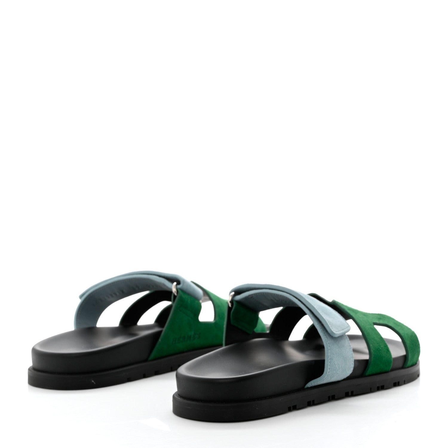 Hermes Suede Goatskin Womens Chypre Sandals 39 Vert Cactus Vert d'eau 4 of 9