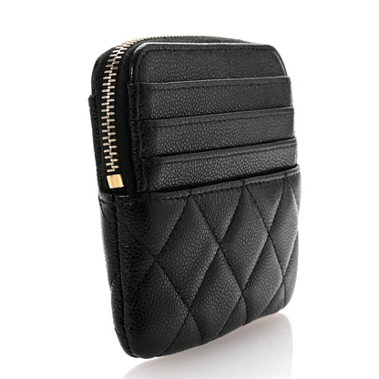 Chanel Caviar Quilted Zip Card Holder Wallet Black 3 of 7