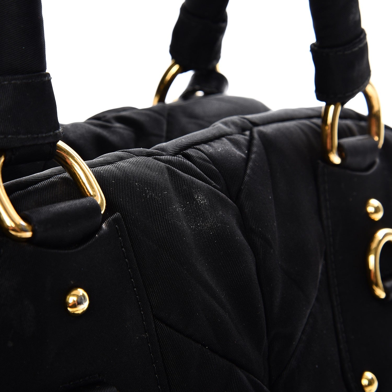 Prada Nylon Chevron Quilted Dome Satchel Black 10 of 12