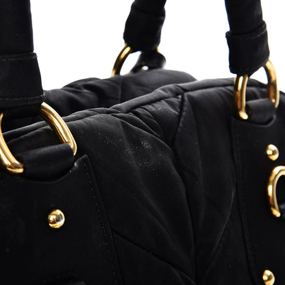 Prada Nylon Chevron Quilted Dome Satchel Black 10 of 12