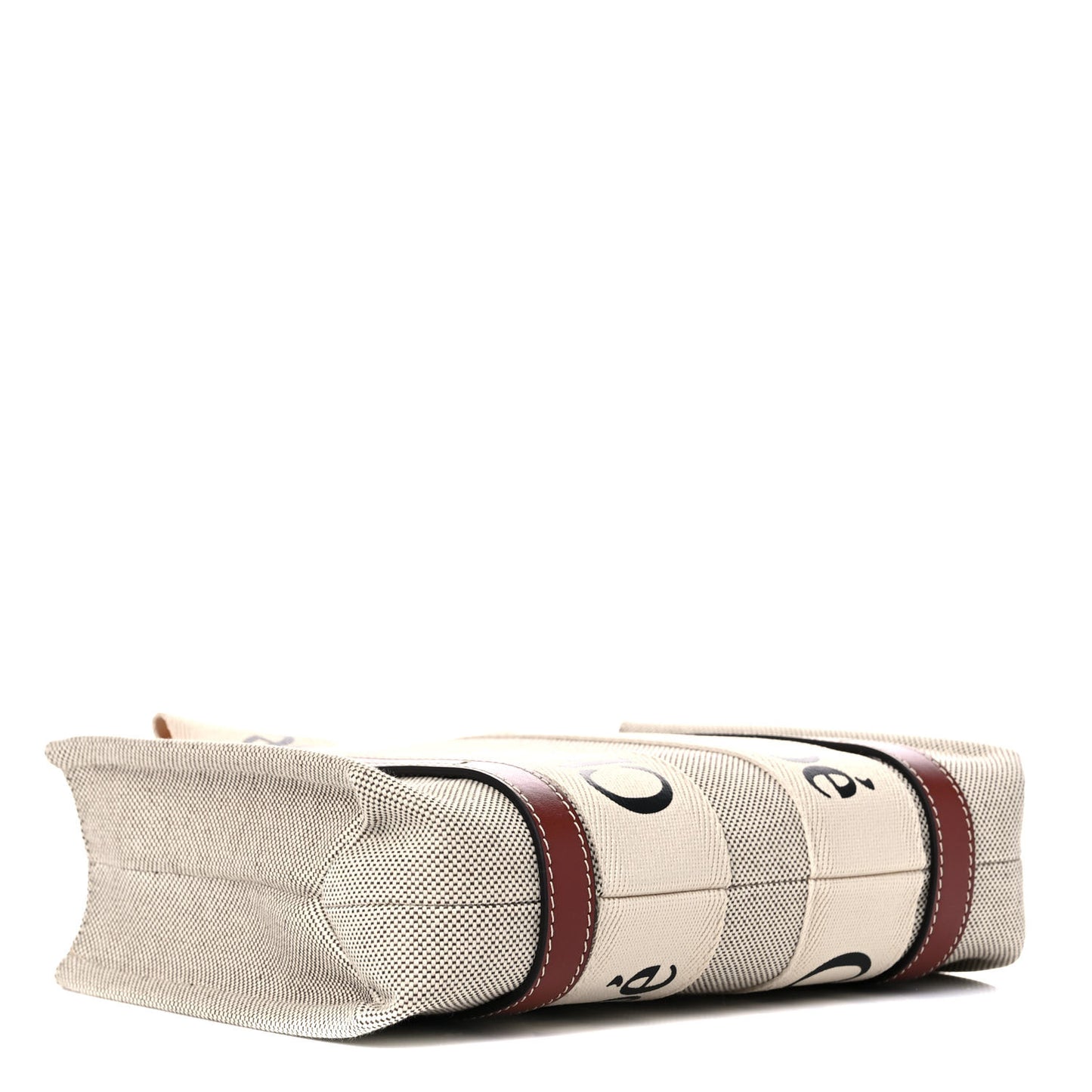 Cotton Calfskin Small Woody Ribbon Tote White Brown