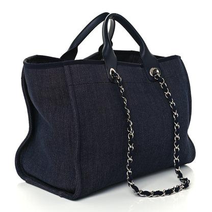 Chanel Denim Medium Deauville Tote Dark Blue 3 of 10