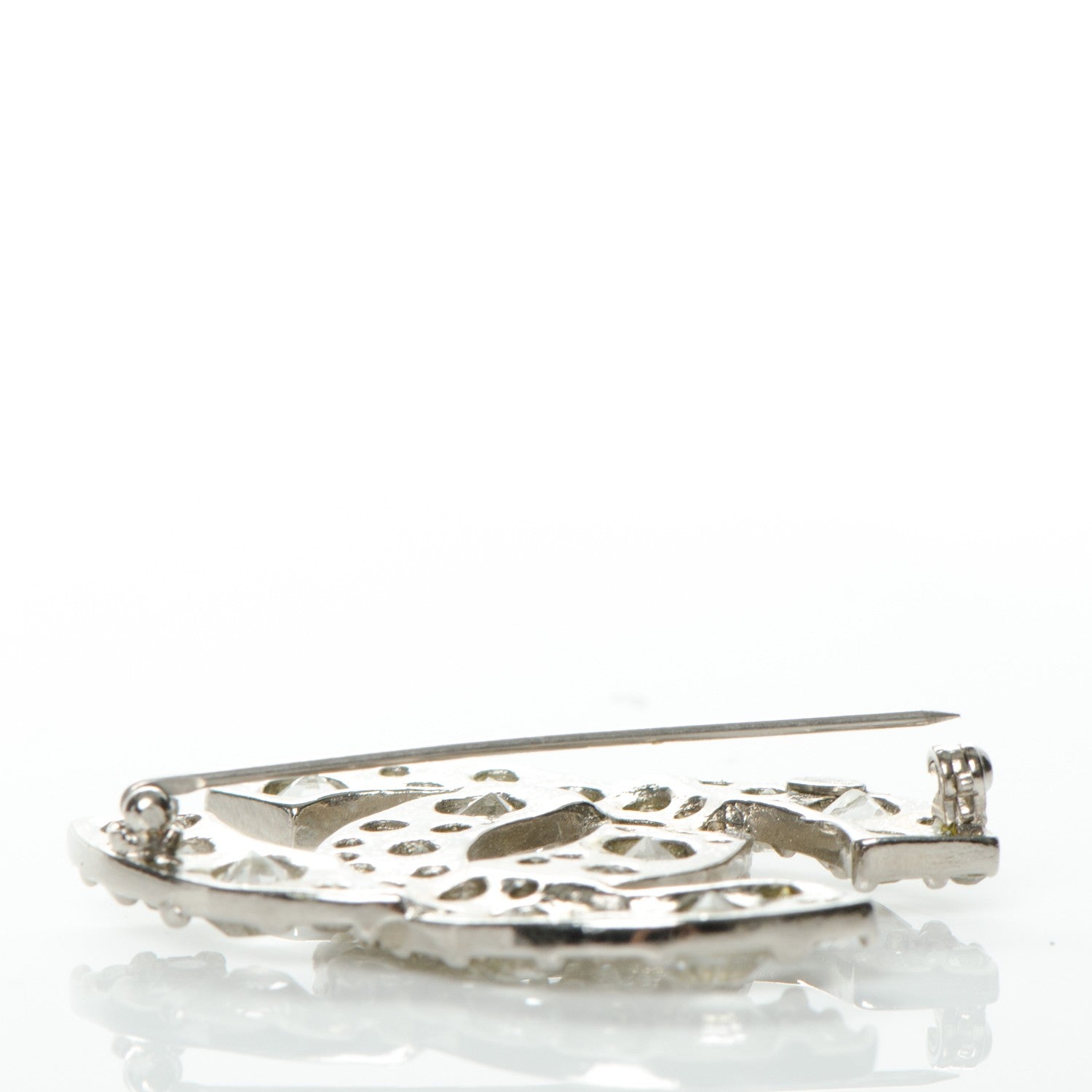 Chanel Crystal CC Brooch Silver 4 of 5