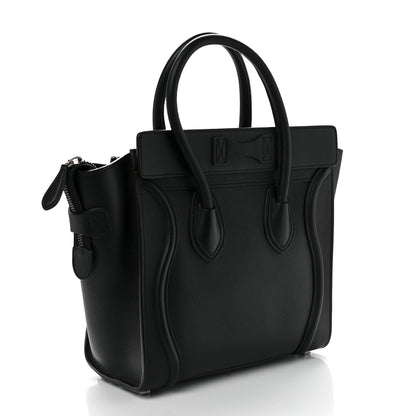 Celine Drummed Calfskin Micro Luggage Black 3 of 8