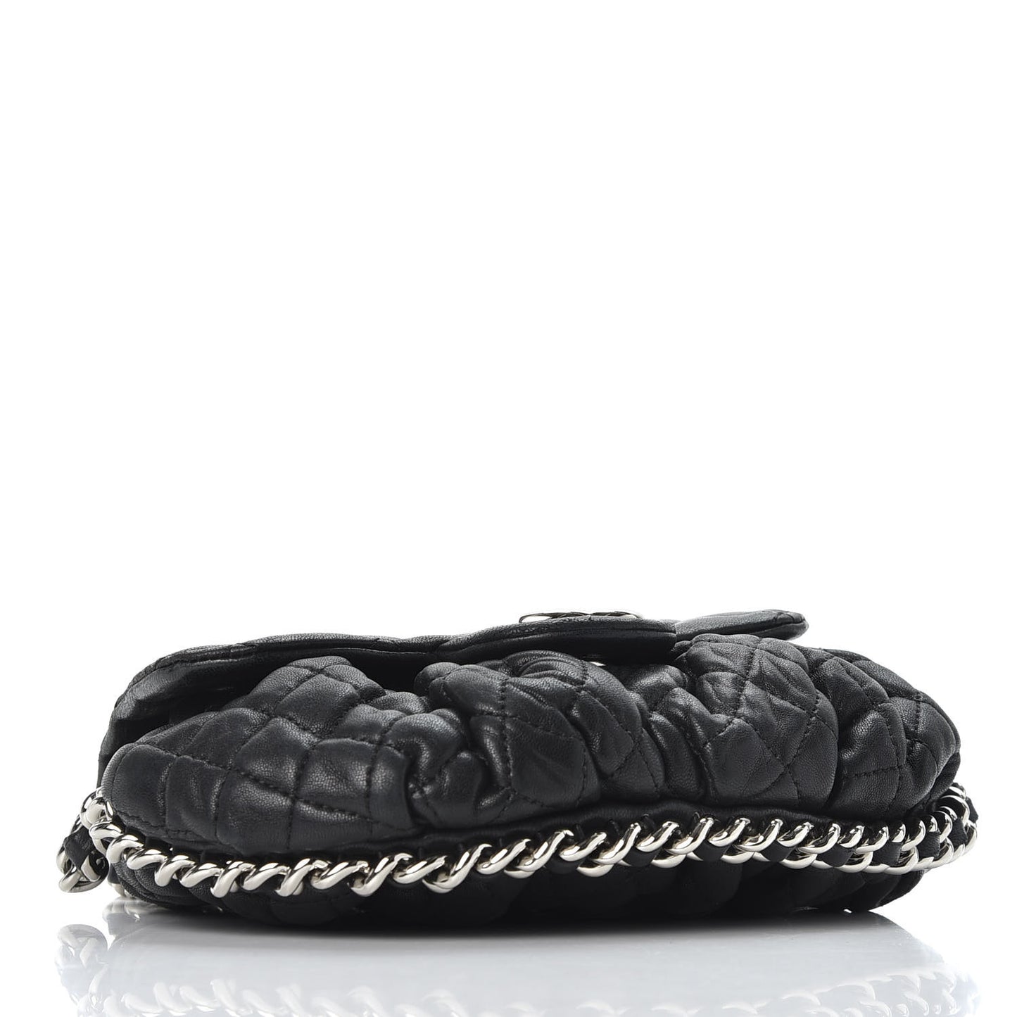 Washed Lambskin Quilted Mini Chain Around Flap Black