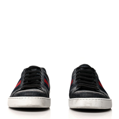 Gucci GG Supreme Monogram Ayers Web Mens New Ace Sneakers 8 Black 2 of 13