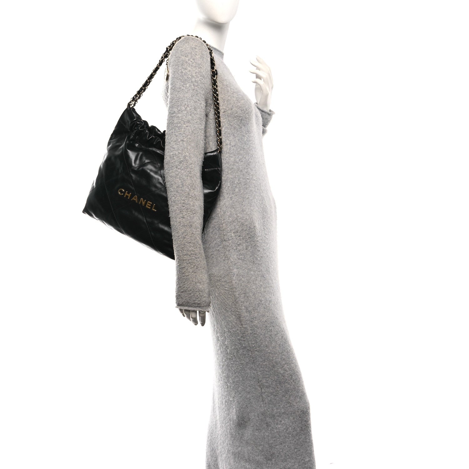 Chanel Shiny Calfskin Quilted Small Chanel 22 Black 2 of 11