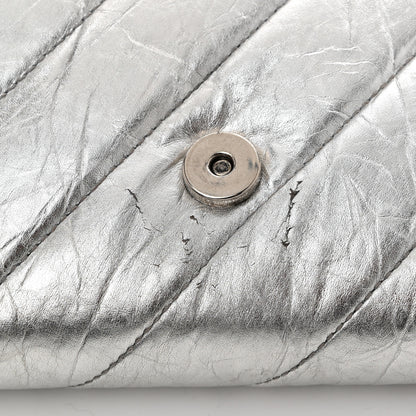 Balenciaga Metallic Calfskin Quilted Crush Wallet On Chain Silver 11 of 13