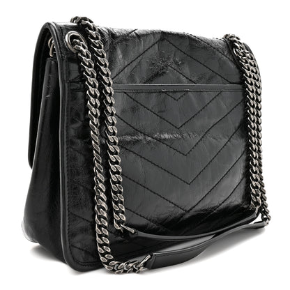 Saint Laurent Crinkled Calfskin Matelasse Monogram Medium Niki Chain Satchel Black 3 of 11