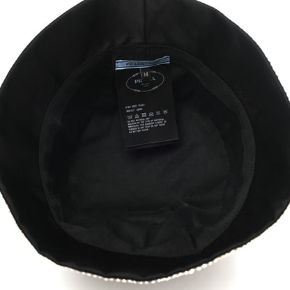 Prada Satin Crystal Metal Triangle Logo Womens Bucket Hat M Metal 7 of 9