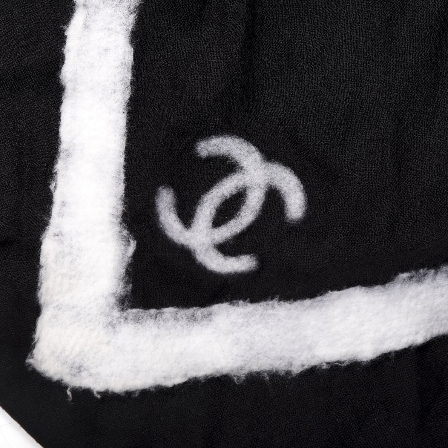 Chanel Cashmere Wool Silk CC Scarf Black 2 of 3