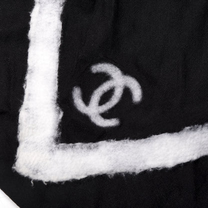 Chanel Cashmere Wool Silk CC Scarf Black 2 of 3