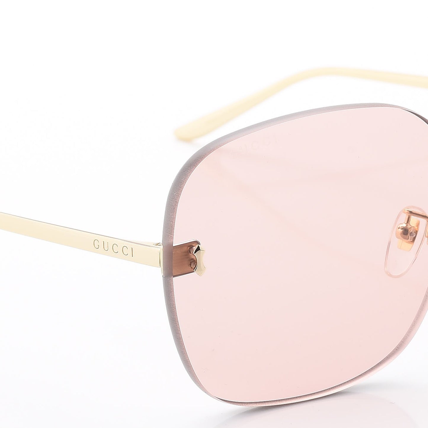 Rimless Sunglasses GG0355S Gold Flash Pink
