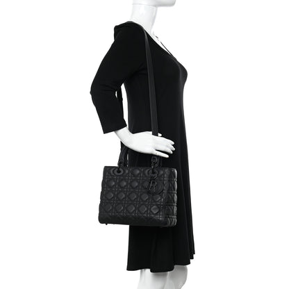 Christian Dior Ultra Matte Calfskin Cannage Medium Lady Dior Black 2 of 8