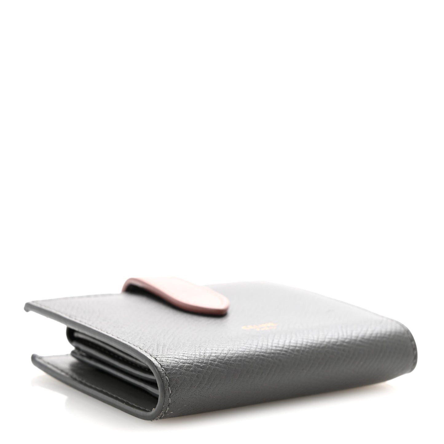 Grained Calfskin Medium Multifunction Strap Wallet Grey Vintage Pink