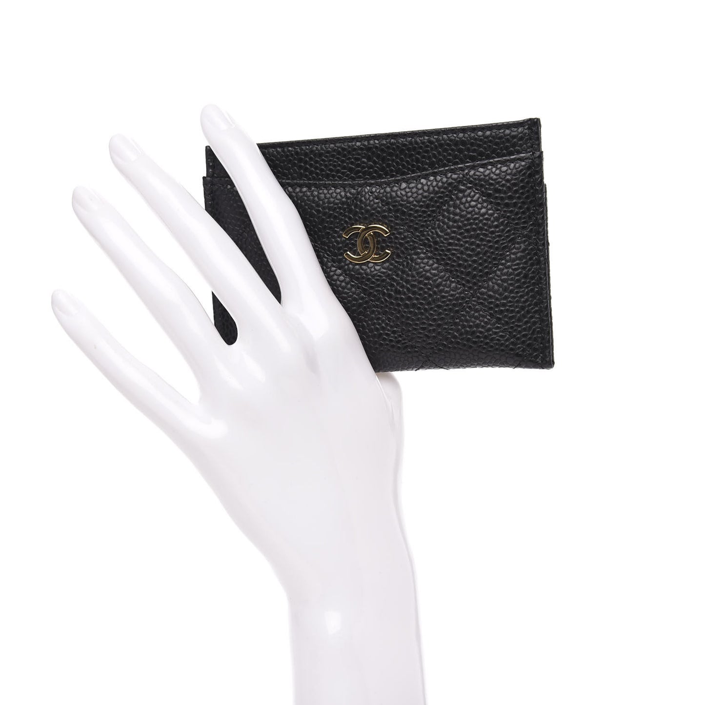 Caviar Quilted Card Holder Black