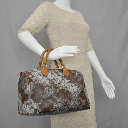 Louis Vuitton Monogram Dentelle Speedy 30 Silver 2 of 9