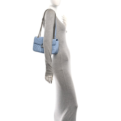 Gucci Calfskin Matelasse Small GG Marmont Shoulder Bag Porcelain Light Blue 2 of 10