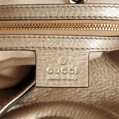 Gucci Metallic Pebbled Calfskin Medium Soho Chain Shoulder Bag Golden Beige 6 of 9