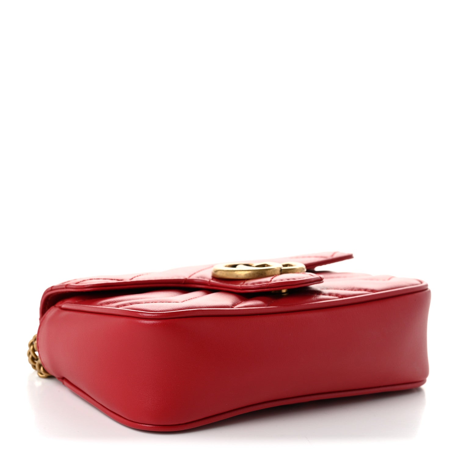 Gucci Calfskin Matelasse Super Mini GG Marmont Shoulder Bag Hibiscus Red 4 of 11
