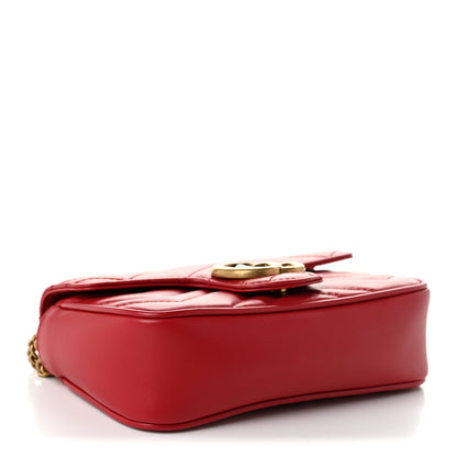 Gucci Calfskin Matelasse Super Mini GG Marmont Shoulder Bag Hibiscus Red 4 of 11