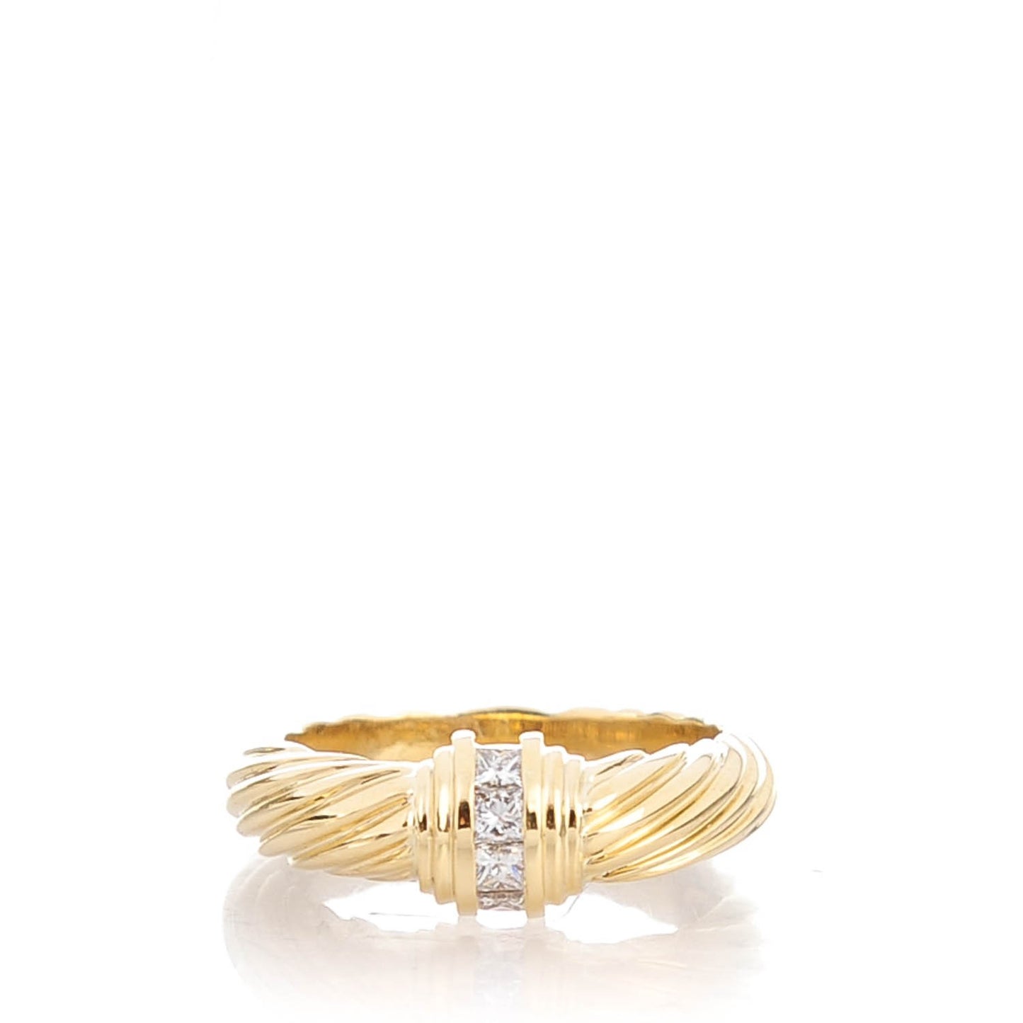 18K Yellow Gold Diamond Cable Ring 7.5
