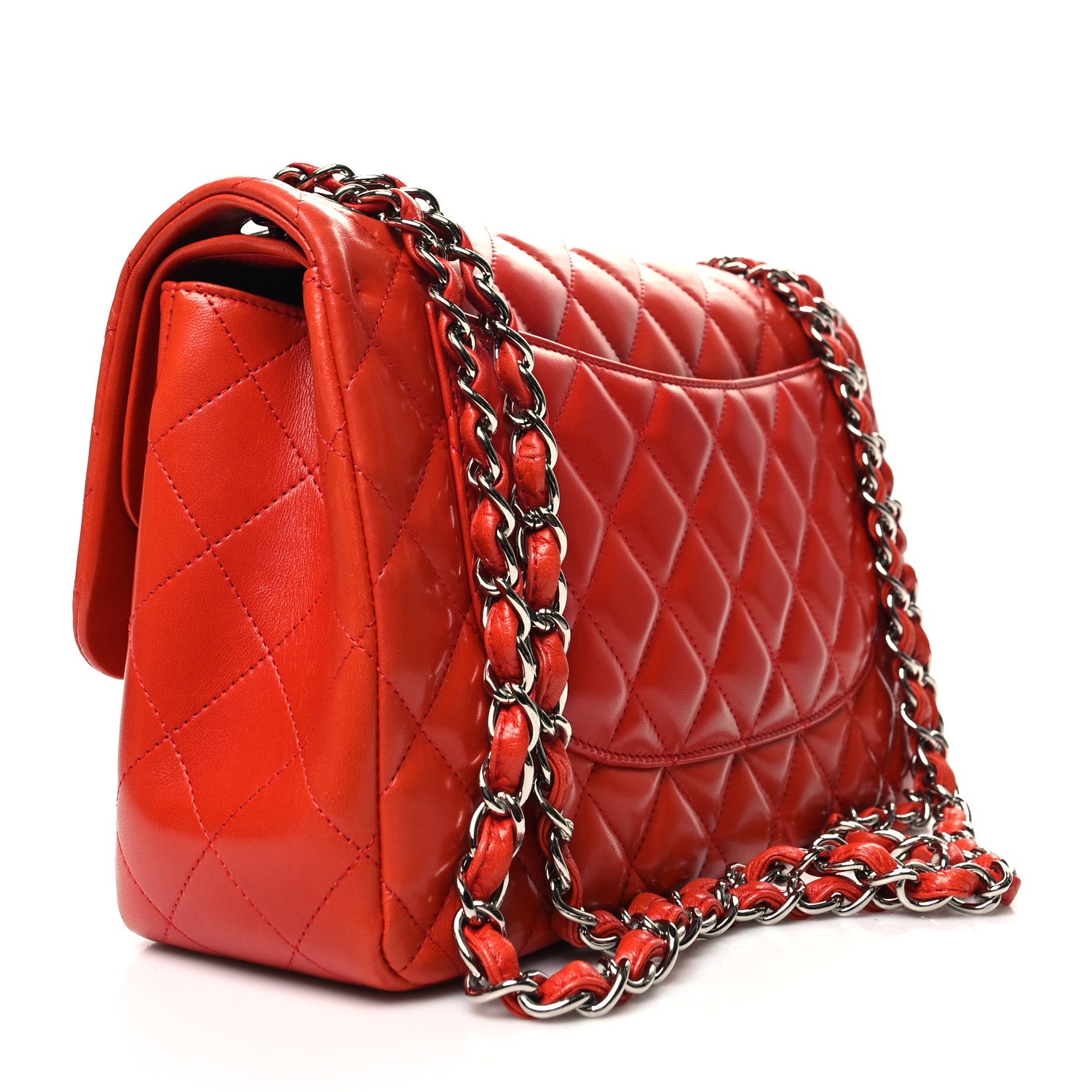 Chanel Lambskin Quilted Jumbo Double Flap Red 3 of 10