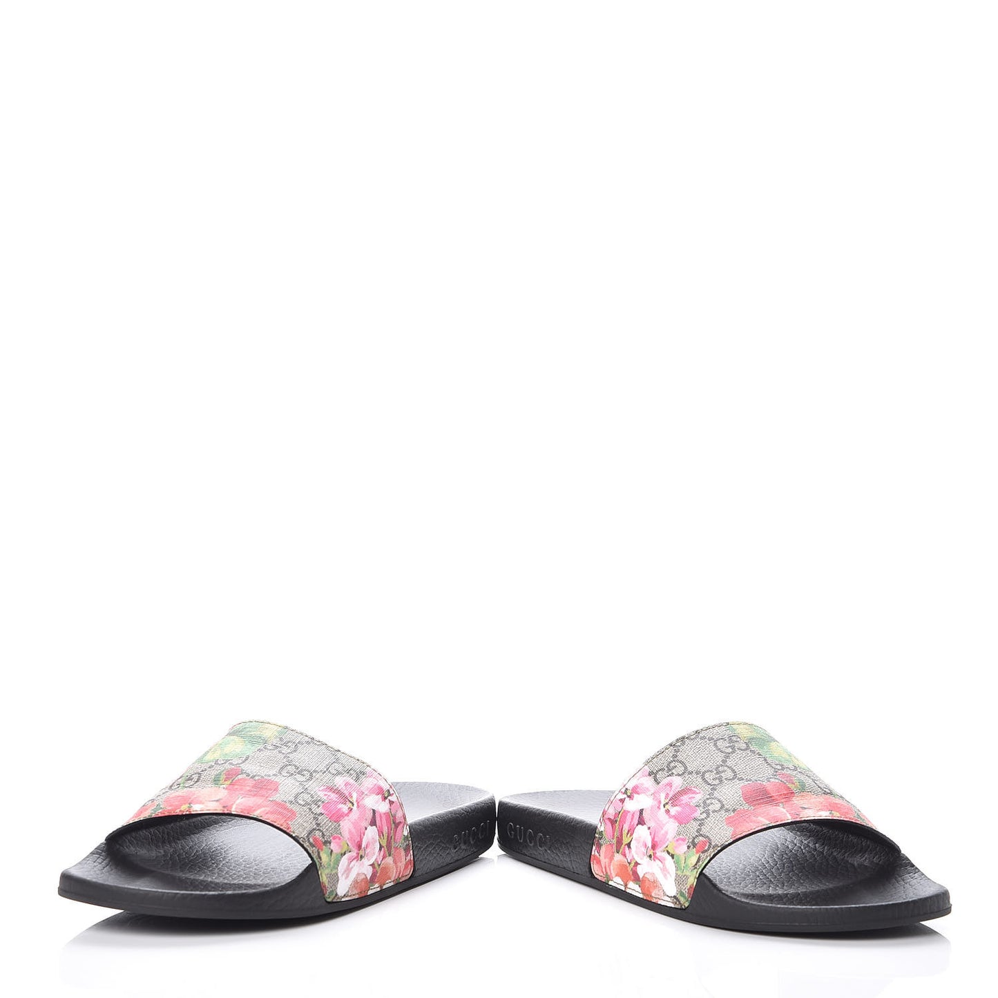 GG Supreme Monogram Blooms Slide Sandals 37 Beige Multicolor