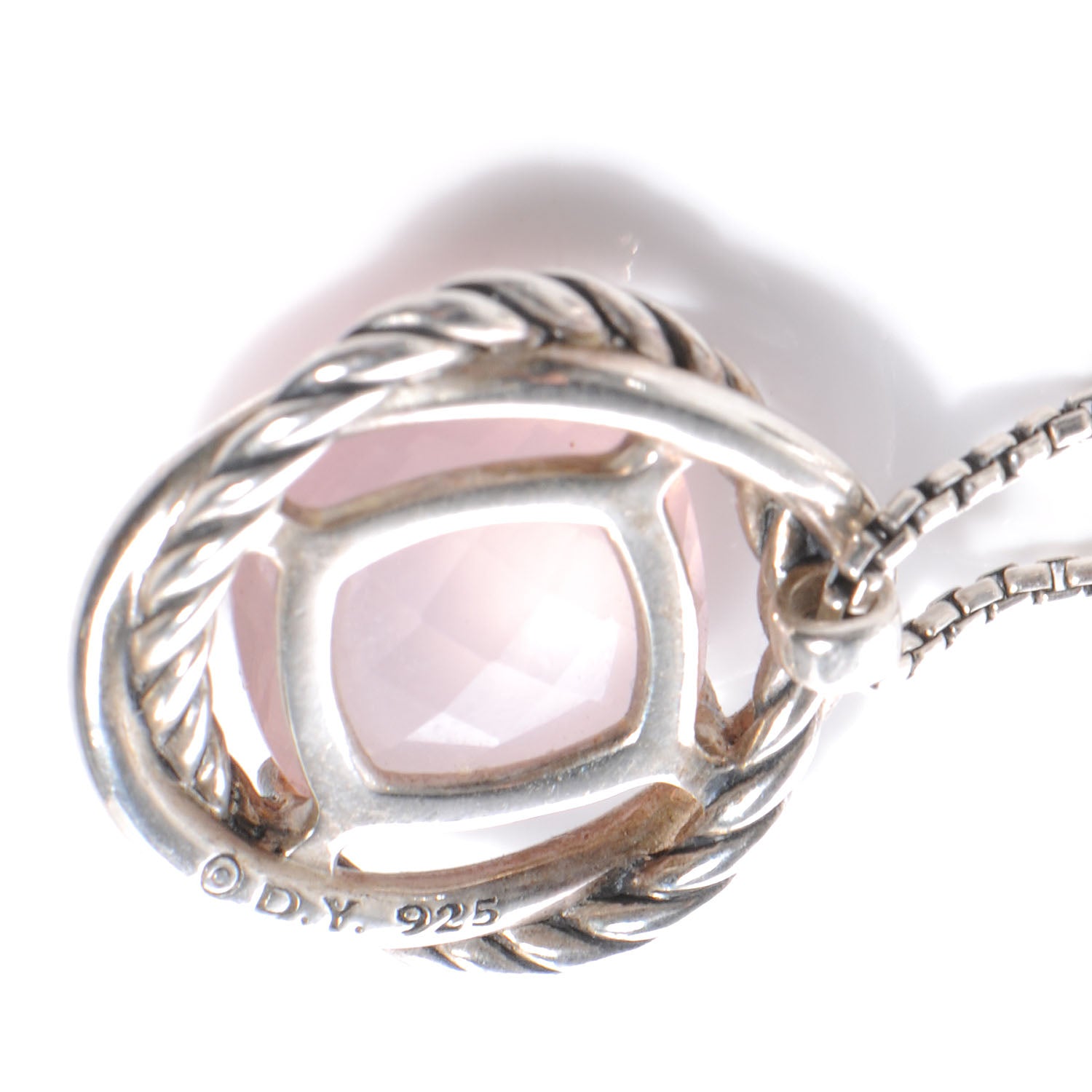 David Yurman Sterling Silver Infinity Rose Quartz Necklace 4 of 5