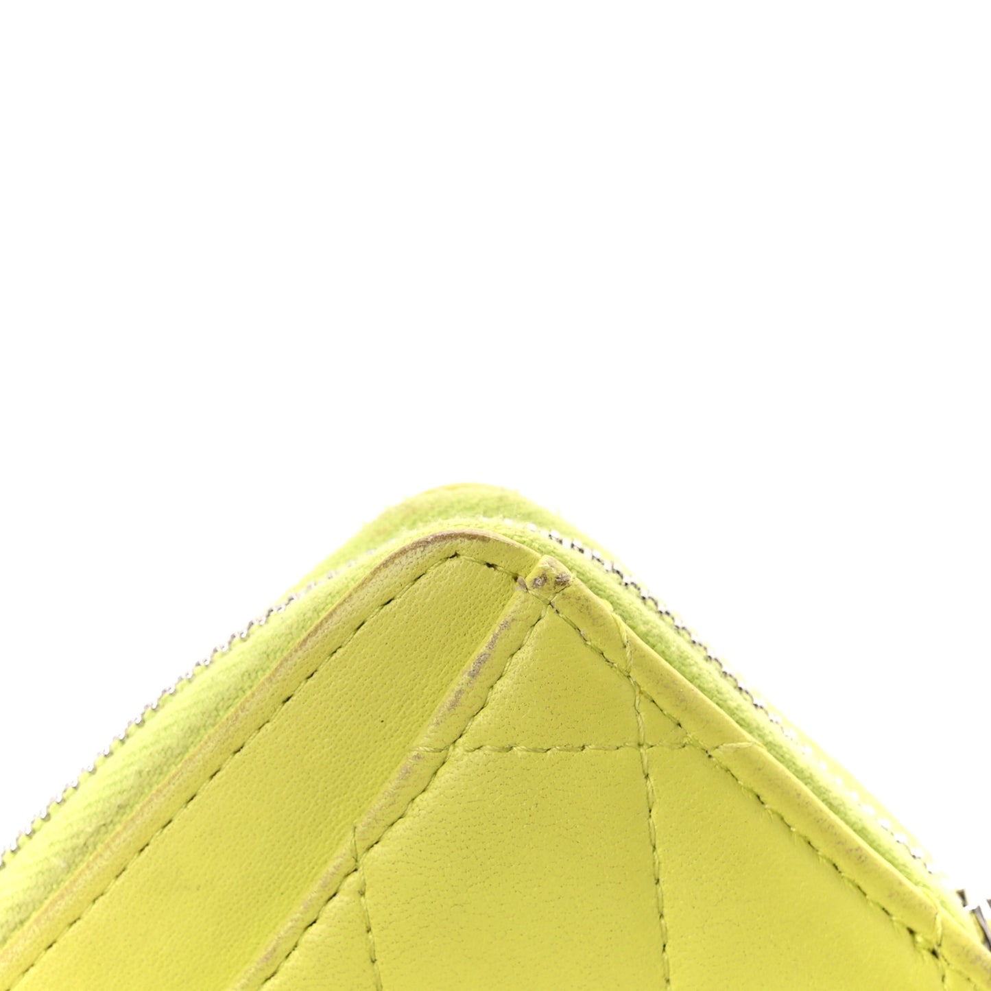 Lambskin Quilted Zip Coin Purse Yellow