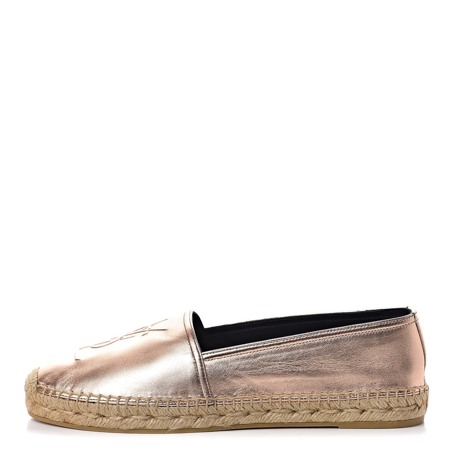 Saint Laurent Metallic Lambskin Monogram Espadrilles 39 Blush 1 of 8