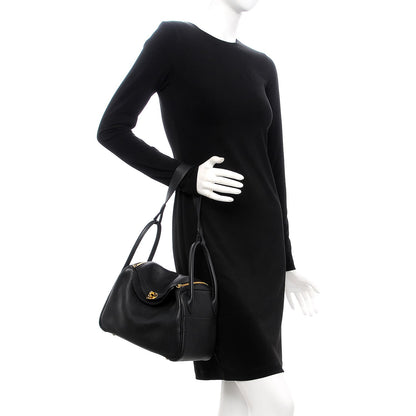 Hermes Taurillon Clemence Lindy 26 Black 2 of 8